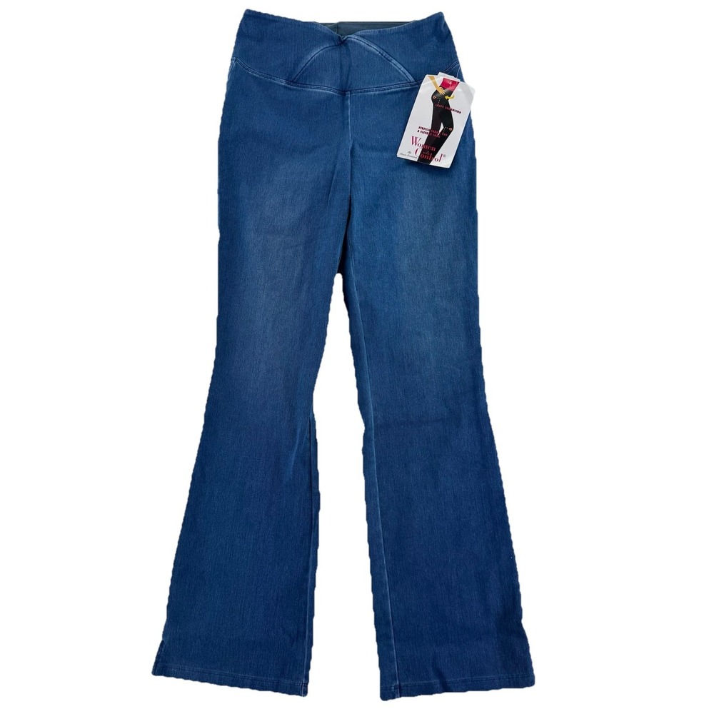Women with Control Regular Elite Prim‎ Stretch Denim Flare Pants Size 6 Blue
